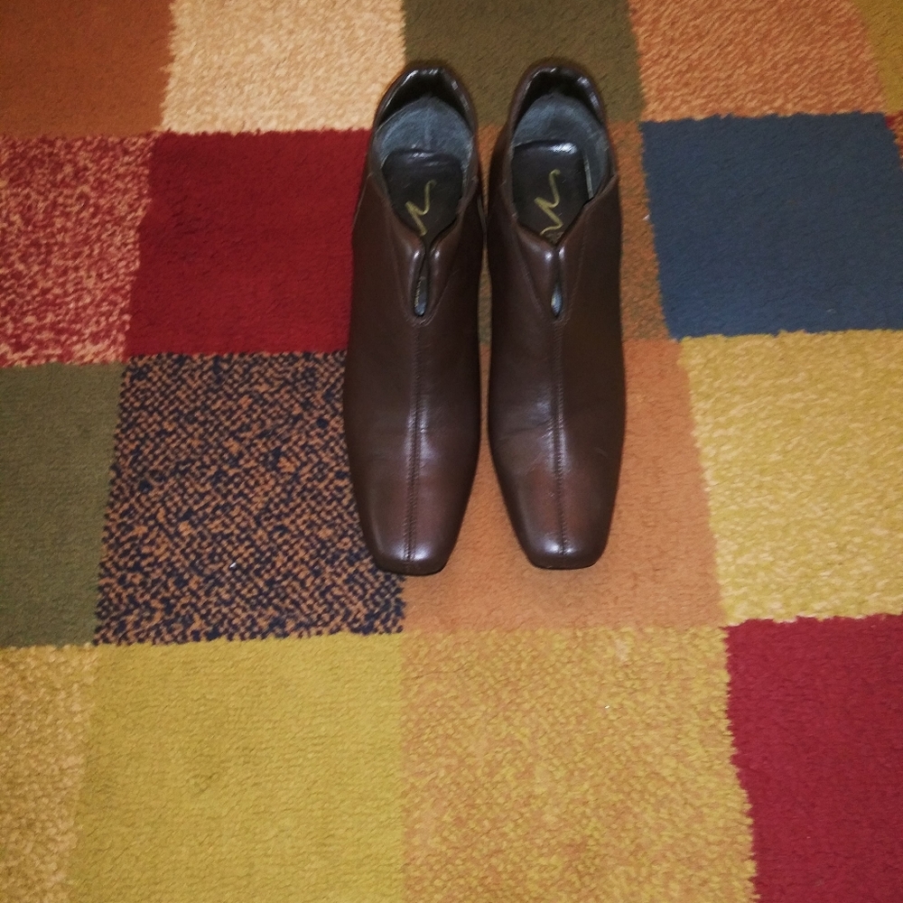 Brown gold heel booties